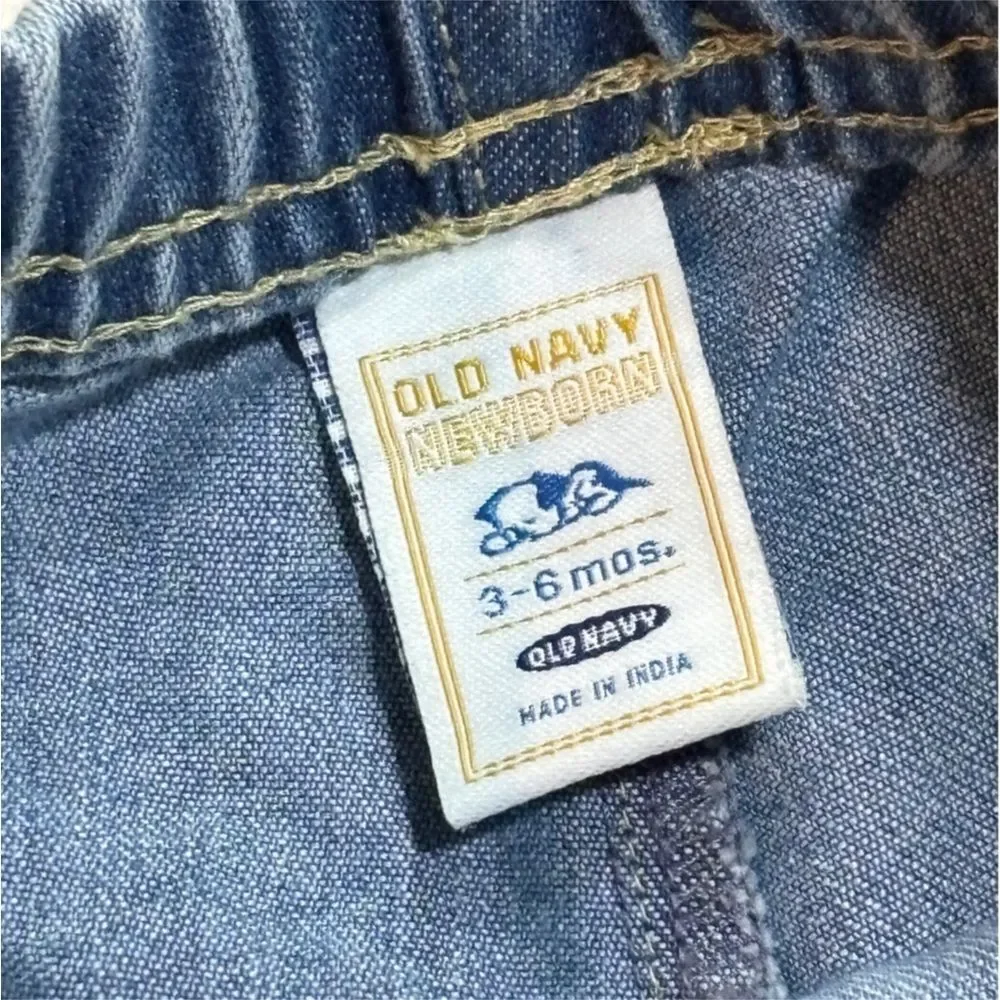 Old Navy | Vintage Girls White Floral Long Sleeve Blouse Blue Denim Jean…